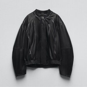Zara Leather Bomber Jacket